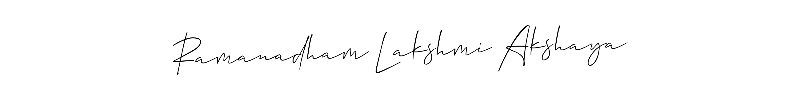 How to Draw Ramanadham Lakshmi Akshaya signature style? Allison_Script is a latest design signature styles for name Ramanadham Lakshmi Akshaya. Ramanadham Lakshmi Akshaya signature style 2 images and pictures png