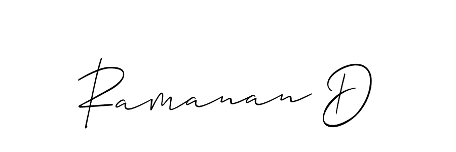 Use a signature maker to create a handwritten signature online. With this signature software, you can design (Allison_Script) your own signature for name Ramanan D. Ramanan D signature style 2 images and pictures png