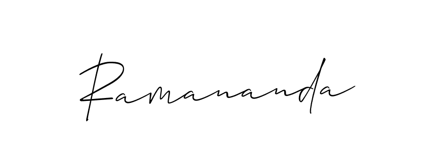 Use a signature maker to create a handwritten signature online. With this signature software, you can design (Allison_Script) your own signature for name Ramananda. Ramananda signature style 2 images and pictures png