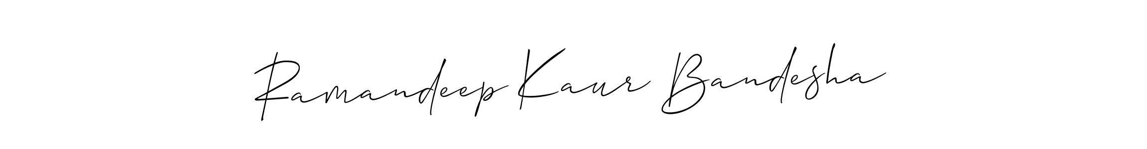 Create a beautiful signature design for name Ramandeep Kaur Bandesha. With this signature (Allison_Script) fonts, you can make a handwritten signature for free. Ramandeep Kaur Bandesha signature style 2 images and pictures png