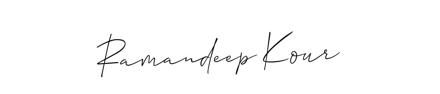 if you are searching for the best signature style for your name Ramandeep Kour. so please give up your signature search. here we have designed multiple signature styles  using Allison_Script. Ramandeep Kour signature style 2 images and pictures png