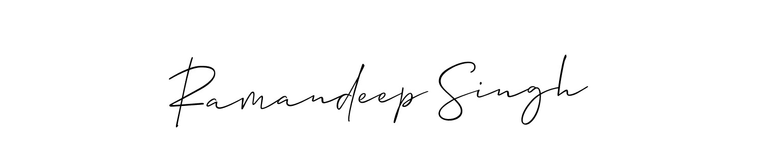 Allison_Script is a professional signature style that is perfect for those who want to add a touch of class to their signature. It is also a great choice for those who want to make their signature more unique. Get Ramandeep Singh name to fancy signature for free. Ramandeep Singh signature style 2 images and pictures png