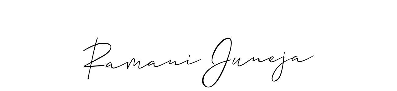 How to make Ramani Juneja name signature. Use Allison_Script style for creating short signs online. This is the latest handwritten sign. Ramani Juneja signature style 2 images and pictures png