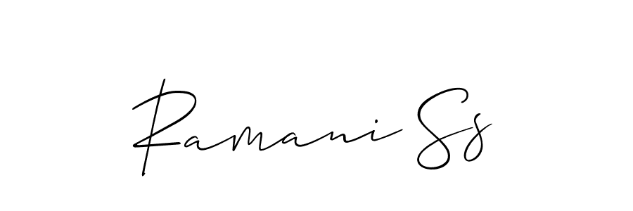 The best way (Allison_Script) to make a short signature is to pick only two or three words in your name. The name Ramani Ss include a total of six letters. For converting this name. Ramani Ss signature style 2 images and pictures png