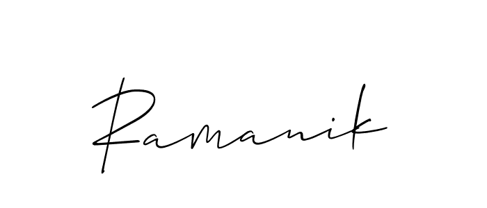 Allison_Script is a professional signature style that is perfect for those who want to add a touch of class to their signature. It is also a great choice for those who want to make their signature more unique. Get Ramanik name to fancy signature for free. Ramanik signature style 2 images and pictures png