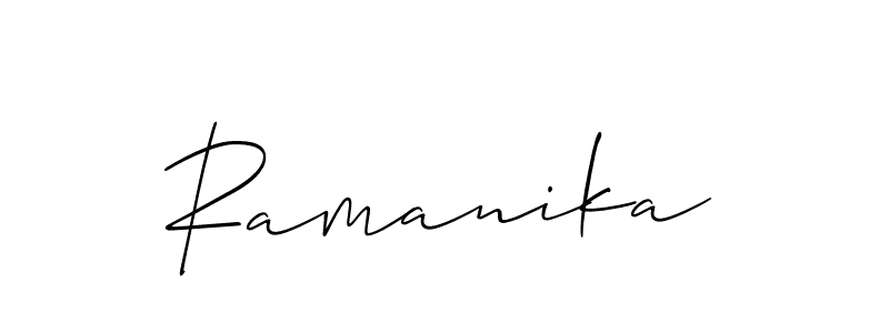 Allison_Script is a professional signature style that is perfect for those who want to add a touch of class to their signature. It is also a great choice for those who want to make their signature more unique. Get Ramanika name to fancy signature for free. Ramanika signature style 2 images and pictures png