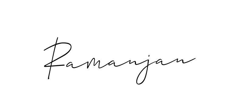 Use a signature maker to create a handwritten signature online. With this signature software, you can design (Allison_Script) your own signature for name Ramanjan. Ramanjan signature style 2 images and pictures png