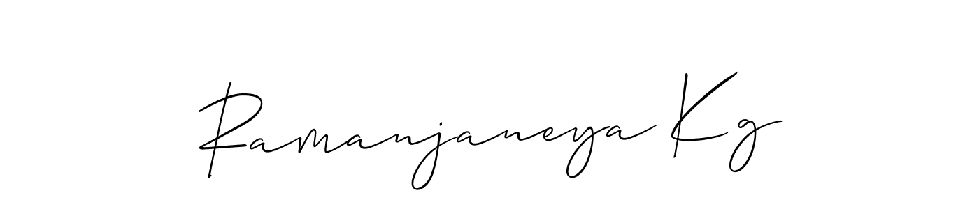 Allison_Script is a professional signature style that is perfect for those who want to add a touch of class to their signature. It is also a great choice for those who want to make their signature more unique. Get Ramanjaneya Kg name to fancy signature for free. Ramanjaneya Kg signature style 2 images and pictures png