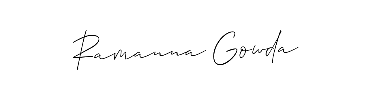 The best way (Allison_Script) to make a short signature is to pick only two or three words in your name. The name Ramanna Gowda include a total of six letters. For converting this name. Ramanna Gowda signature style 2 images and pictures png