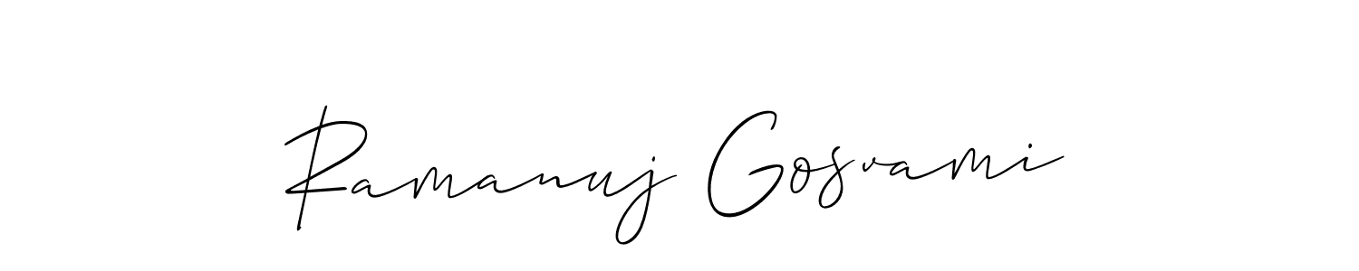 The best way (Allison_Script) to make a short signature is to pick only two or three words in your name. The name Ramanuj Gosvami include a total of six letters. For converting this name. Ramanuj Gosvami signature style 2 images and pictures png