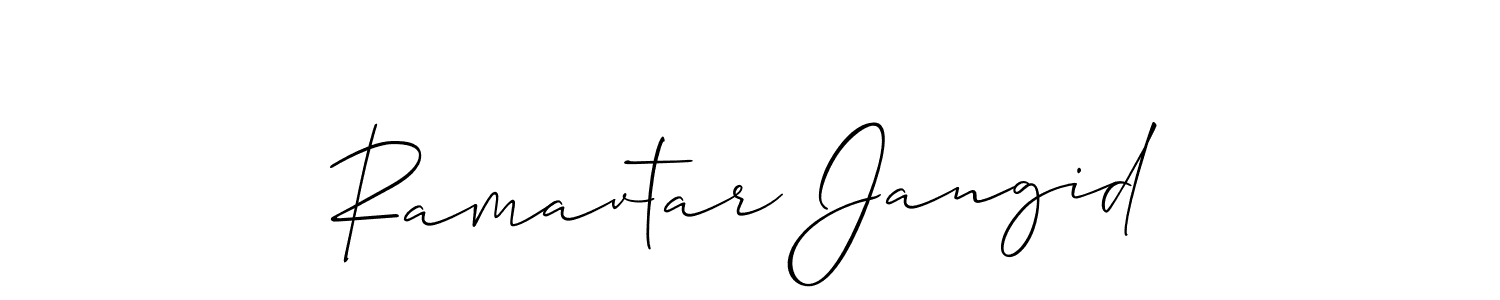 How to make Ramavtar Jangid signature? Allison_Script is a professional autograph style. Create handwritten signature for Ramavtar Jangid name. Ramavtar Jangid signature style 2 images and pictures png