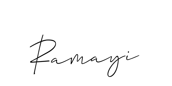 Use a signature maker to create a handwritten signature online. With this signature software, you can design (Allison_Script) your own signature for name Ramayi. Ramayi signature style 2 images and pictures png