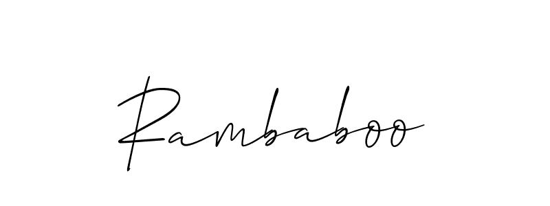 Create a beautiful signature design for name Rambaboo. With this signature (Allison_Script) fonts, you can make a handwritten signature for free. Rambaboo signature style 2 images and pictures png