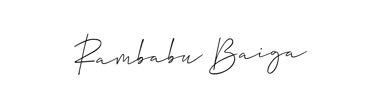 Also You can easily find your signature by using the search form. We will create Rambabu Baiga name handwritten signature images for you free of cost using Allison_Script sign style. Rambabu Baiga signature style 2 images and pictures png