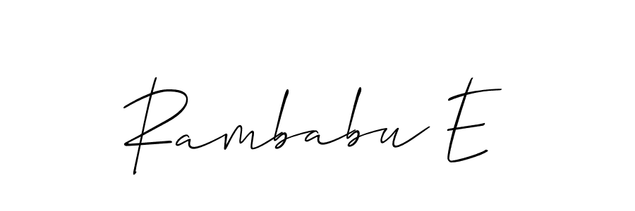 Make a beautiful signature design for name Rambabu E. With this signature (Allison_Script) style, you can create a handwritten signature for free. Rambabu E signature style 2 images and pictures png