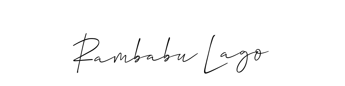 The best way (Allison_Script) to make a short signature is to pick only two or three words in your name. The name Rambabu Lago include a total of six letters. For converting this name. Rambabu Lago signature style 2 images and pictures png
