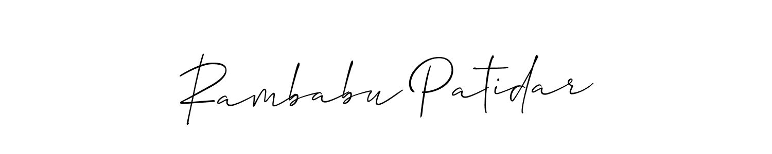 Similarly Allison_Script is the best handwritten signature design. Signature creator online .You can use it as an online autograph creator for name Rambabu Patidar. Rambabu Patidar signature style 2 images and pictures png