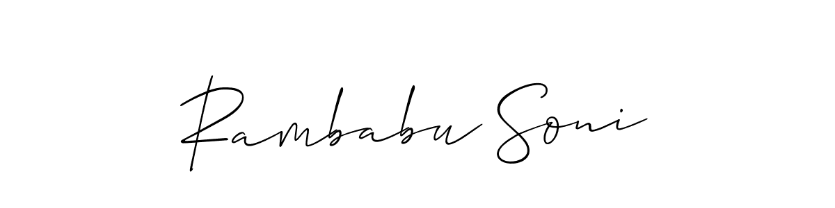 if you are searching for the best signature style for your name Rambabu Soni. so please give up your signature search. here we have designed multiple signature styles  using Allison_Script. Rambabu Soni signature style 2 images and pictures png