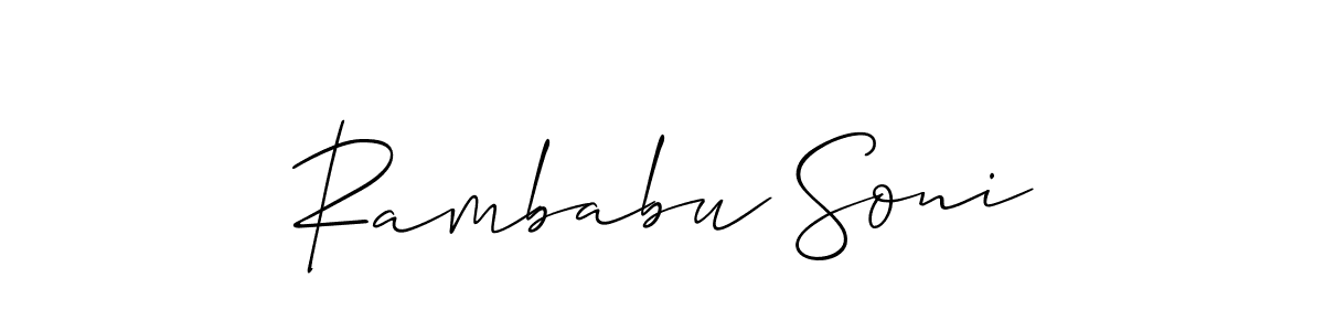 if you are searching for the best signature style for your name Rambabu Soni. so please give up your signature search. here we have designed multiple signature styles  using Allison_Script. Rambabu Soni signature style 2 images and pictures png