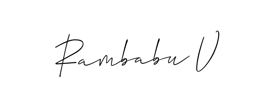 How to make Rambabu V name signature. Use Allison_Script style for creating short signs online. This is the latest handwritten sign. Rambabu V signature style 2 images and pictures png