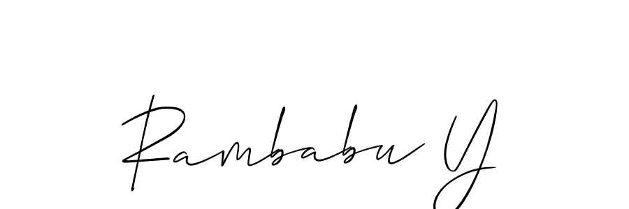 It looks lik you need a new signature style for name Rambabu Y. Design unique handwritten (Allison_Script) signature with our free signature maker in just a few clicks. Rambabu Y signature style 2 images and pictures png