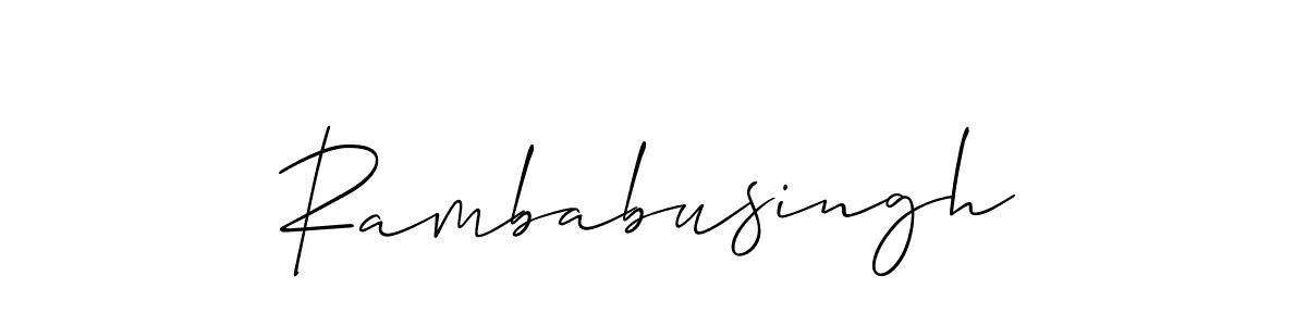 The best way (Allison_Script) to make a short signature is to pick only two or three words in your name. The name Rambabusingh include a total of six letters. For converting this name. Rambabusingh signature style 2 images and pictures png