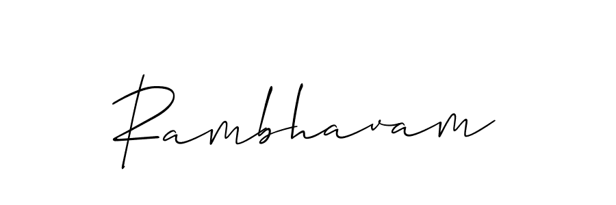It looks lik you need a new signature style for name Rambhavam. Design unique handwritten (Allison_Script) signature with our free signature maker in just a few clicks. Rambhavam signature style 2 images and pictures png