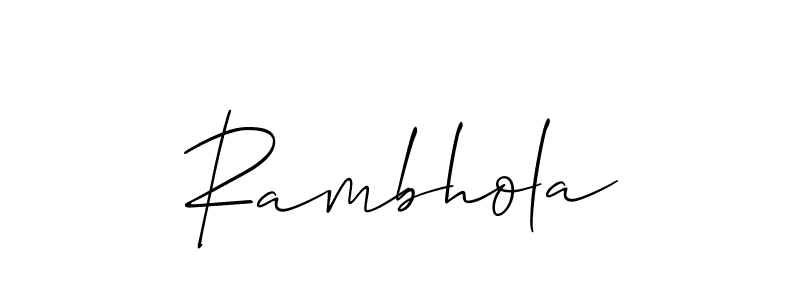 Also You can easily find your signature by using the search form. We will create Rambhola name handwritten signature images for you free of cost using Allison_Script sign style. Rambhola signature style 2 images and pictures png