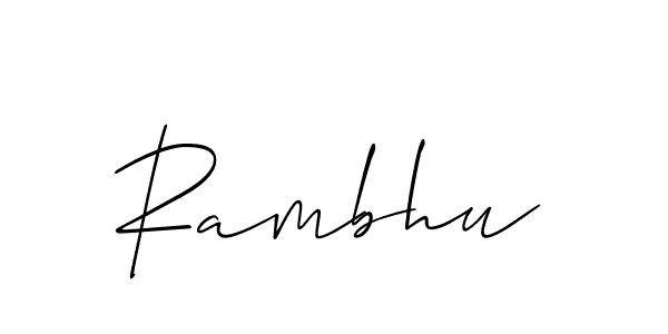 Make a beautiful signature design for name Rambhu. With this signature (Allison_Script) style, you can create a handwritten signature for free. Rambhu signature style 2 images and pictures png