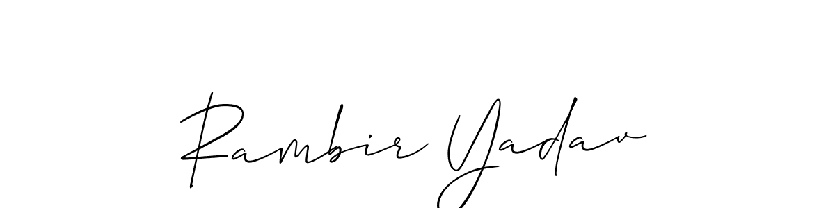 Allison_Script is a professional signature style that is perfect for those who want to add a touch of class to their signature. It is also a great choice for those who want to make their signature more unique. Get Rambir Yadav name to fancy signature for free. Rambir Yadav signature style 2 images and pictures png