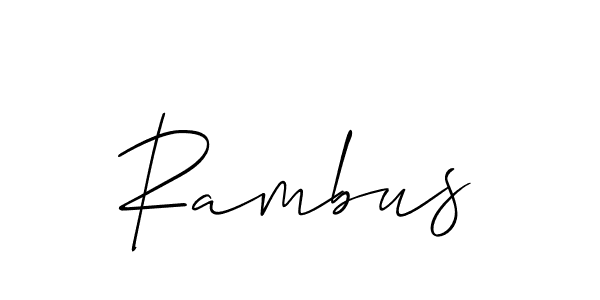 Design your own signature with our free online signature maker. With this signature software, you can create a handwritten (Allison_Script) signature for name Rambus. Rambus signature style 2 images and pictures png