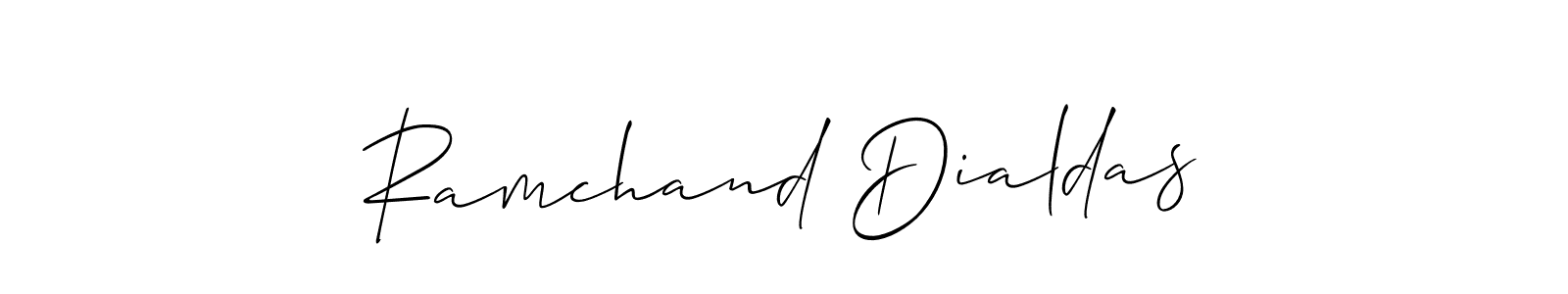 The best way (Allison_Script) to make a short signature is to pick only two or three words in your name. The name Ramchand Dialdas include a total of six letters. For converting this name. Ramchand Dialdas signature style 2 images and pictures png