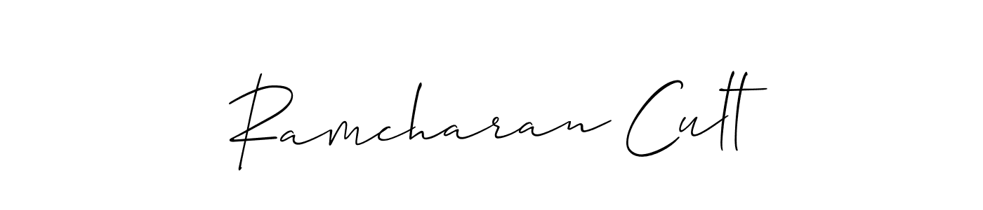 The best way (Allison_Script) to make a short signature is to pick only two or three words in your name. The name Ramcharan Cult include a total of six letters. For converting this name. Ramcharan Cult signature style 2 images and pictures png