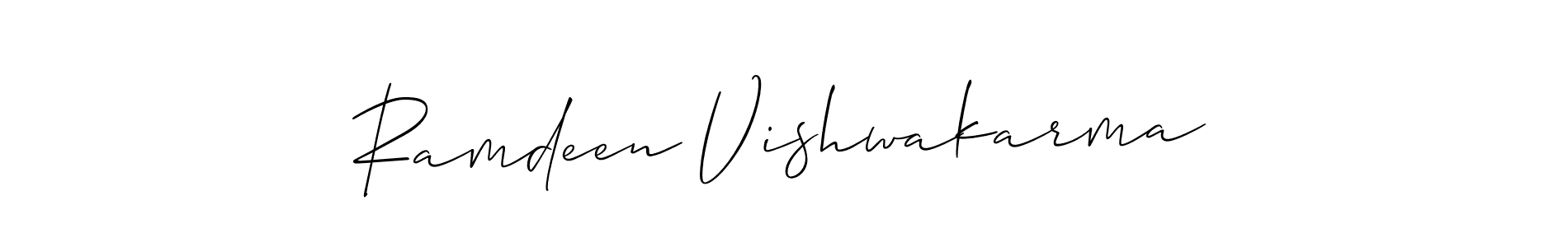 How to Draw Ramdeen Vishwakarma signature style? Allison_Script is a latest design signature styles for name Ramdeen Vishwakarma. Ramdeen Vishwakarma signature style 2 images and pictures png