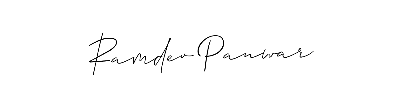 Allison_Script is a professional signature style that is perfect for those who want to add a touch of class to their signature. It is also a great choice for those who want to make their signature more unique. Get Ramdev Panwar name to fancy signature for free. Ramdev Panwar signature style 2 images and pictures png
