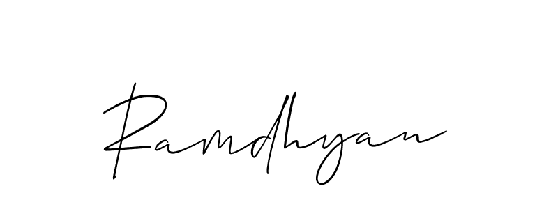 Use a signature maker to create a handwritten signature online. With this signature software, you can design (Allison_Script) your own signature for name Ramdhyan. Ramdhyan signature style 2 images and pictures png