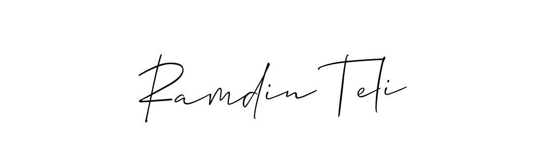 This is the best signature style for the Ramdin Teli name. Also you like these signature font (Allison_Script). Mix name signature. Ramdin Teli signature style 2 images and pictures png