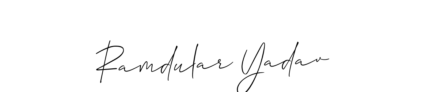 Allison_Script is a professional signature style that is perfect for those who want to add a touch of class to their signature. It is also a great choice for those who want to make their signature more unique. Get Ramdular Yadav name to fancy signature for free. Ramdular Yadav signature style 2 images and pictures png