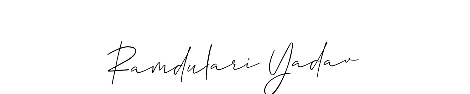 You should practise on your own different ways (Allison_Script) to write your name (Ramdulari Yadav) in signature. don't let someone else do it for you. Ramdulari Yadav signature style 2 images and pictures png