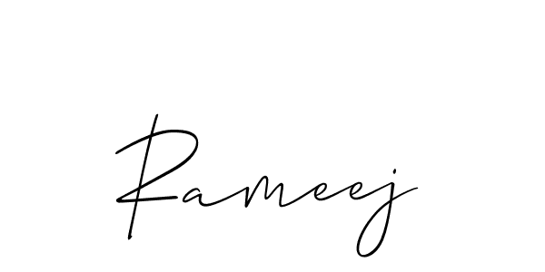 Also we have Rameej name is the best signature style. Create professional handwritten signature collection using Allison_Script autograph style. Rameej signature style 2 images and pictures png