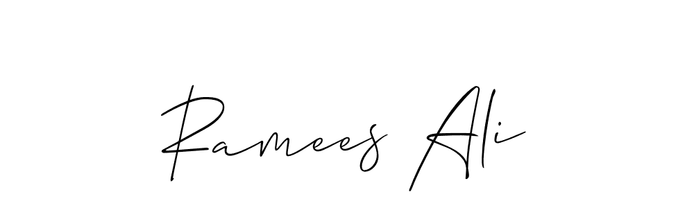 How to make Ramees Ali name signature. Use Allison_Script style for creating short signs online. This is the latest handwritten sign. Ramees Ali signature style 2 images and pictures png