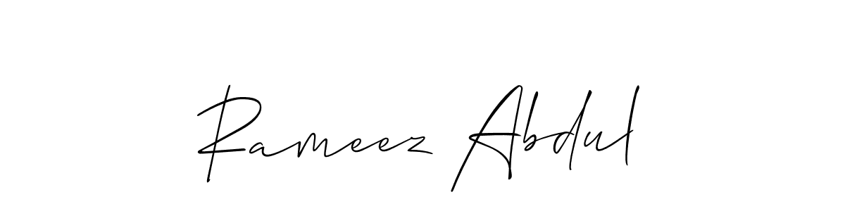 It looks lik you need a new signature style for name Rameez Abdul. Design unique handwritten (Allison_Script) signature with our free signature maker in just a few clicks. Rameez Abdul signature style 2 images and pictures png