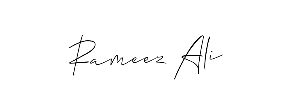 Create a beautiful signature design for name Rameez Ali. With this signature (Allison_Script) fonts, you can make a handwritten signature for free. Rameez Ali signature style 2 images and pictures png