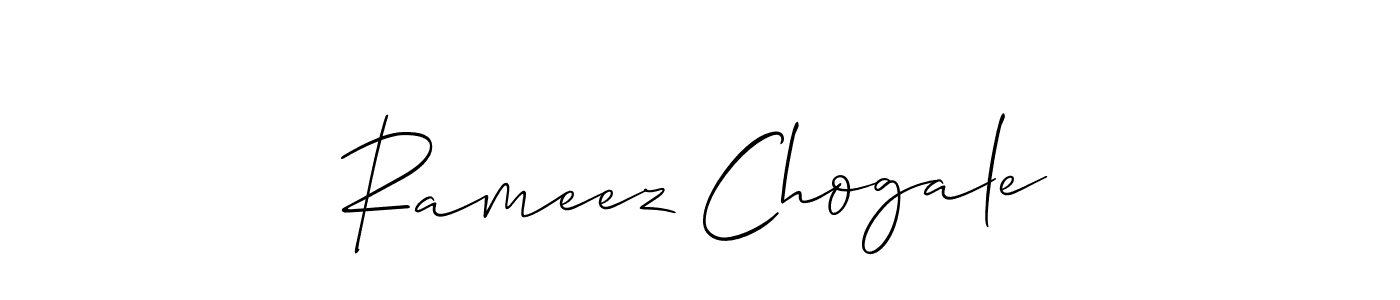 Create a beautiful signature design for name Rameez Chogale. With this signature (Allison_Script) fonts, you can make a handwritten signature for free. Rameez Chogale signature style 2 images and pictures png