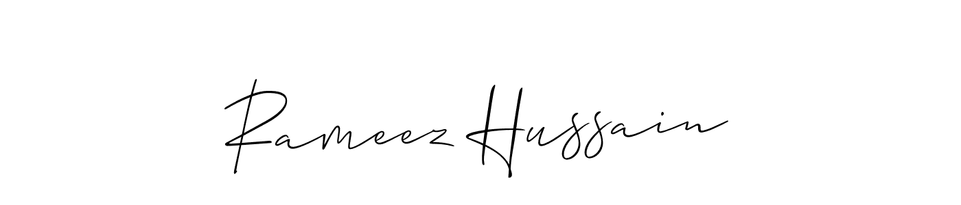 How to make Rameez Hussain name signature. Use Allison_Script style for creating short signs online. This is the latest handwritten sign. Rameez Hussain signature style 2 images and pictures png