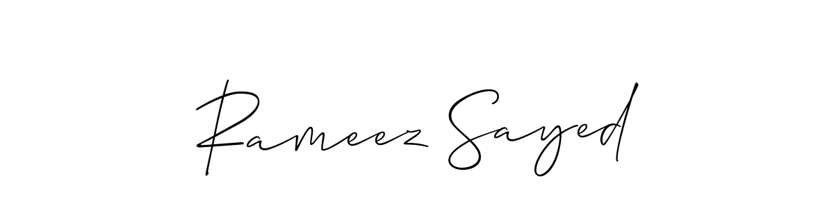 How to make Rameez Sayed name signature. Use Allison_Script style for creating short signs online. This is the latest handwritten sign. Rameez Sayed signature style 2 images and pictures png