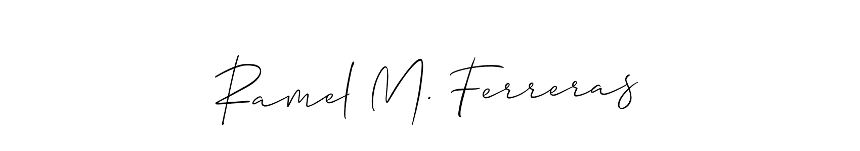 You should practise on your own different ways (Allison_Script) to write your name (Ramel M. Ferreras) in signature. don't let someone else do it for you. Ramel M. Ferreras signature style 2 images and pictures png