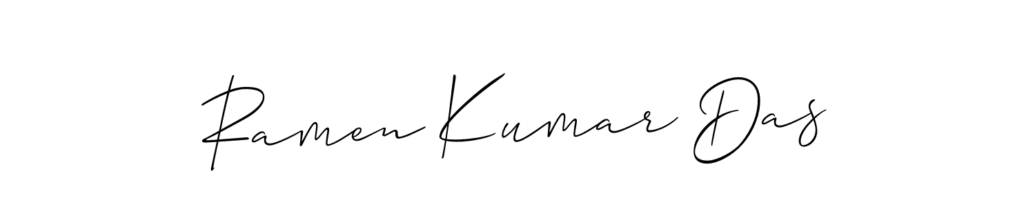 Allison_Script is a professional signature style that is perfect for those who want to add a touch of class to their signature. It is also a great choice for those who want to make their signature more unique. Get Ramen Kumar Das name to fancy signature for free. Ramen Kumar Das signature style 2 images and pictures png