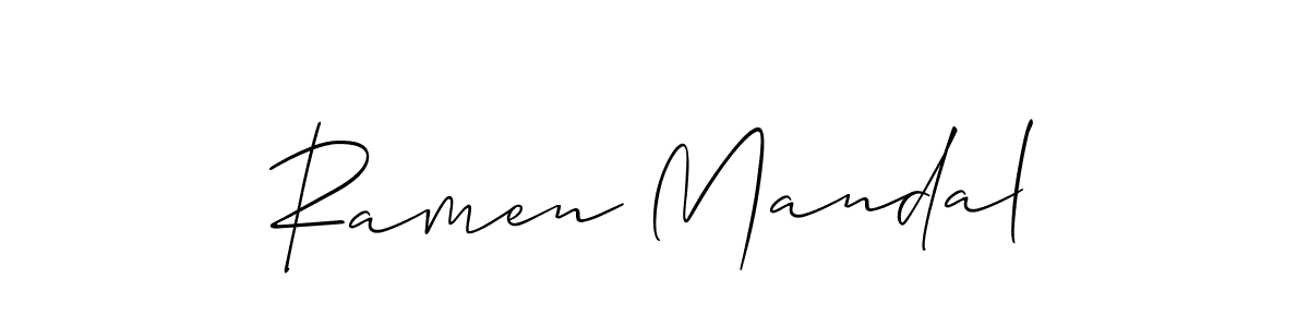 Create a beautiful signature design for name Ramen Mandal. With this signature (Allison_Script) fonts, you can make a handwritten signature for free. Ramen Mandal signature style 2 images and pictures png