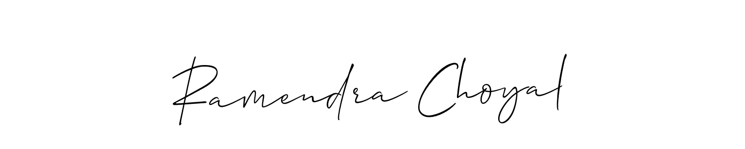 The best way (Allison_Script) to make a short signature is to pick only two or three words in your name. The name Ramendra Choyal include a total of six letters. For converting this name. Ramendra Choyal signature style 2 images and pictures png